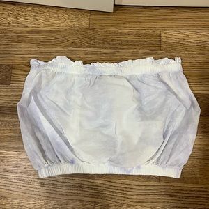 Strapeless Purple and White Tie-Dye Cropped Shirt